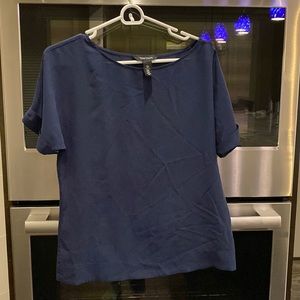 White House Black Market Silk Blouse, XXS Navy